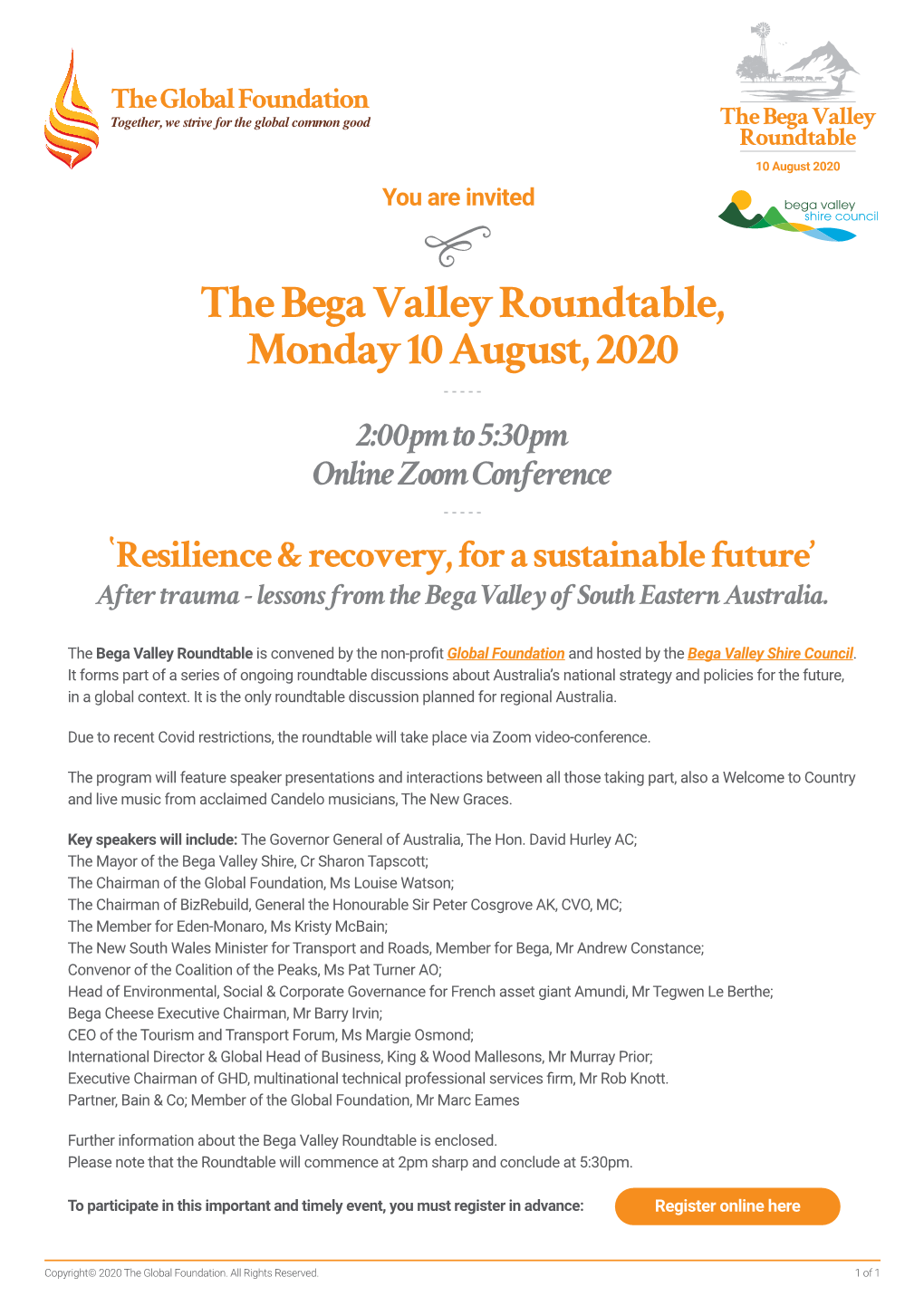 The Bega Valley Roundtable, Monday 10 August, 2020