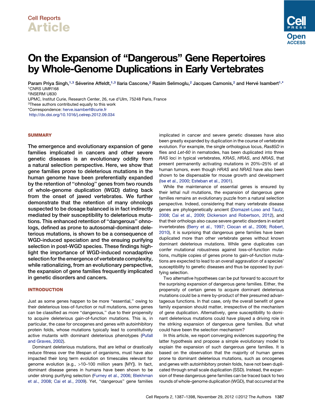 Gene Repertoires by Whole-Genome Duplications in Early Vertebrates