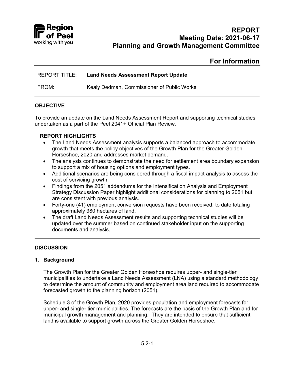 REPORT Meeting Date: 2021-06-17 Planning and Growth Management Committee for Information