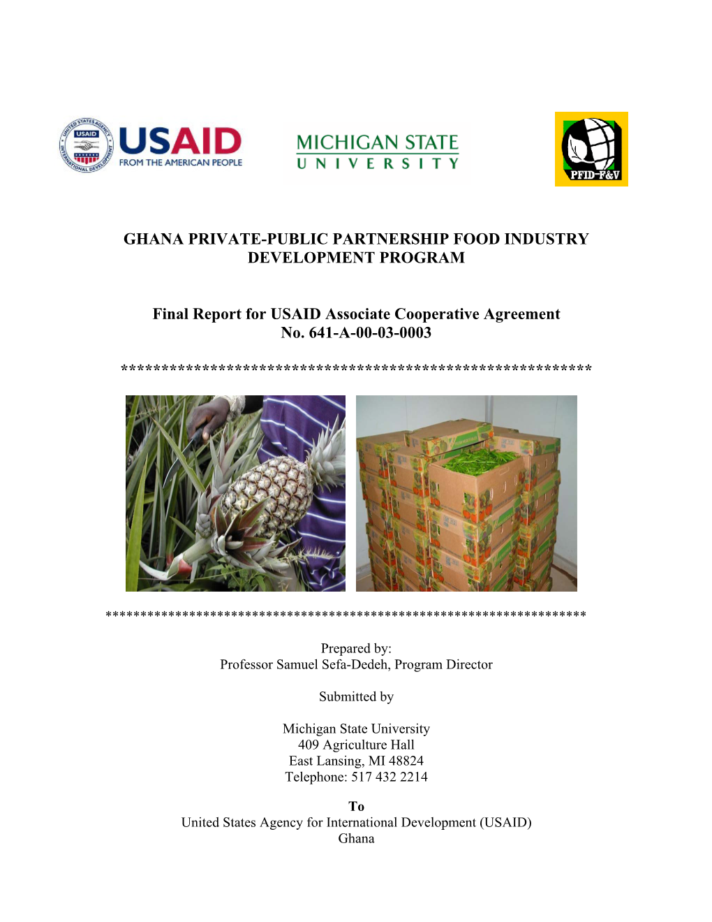 Ghana Private-Public Partnership Food Industry Development Program