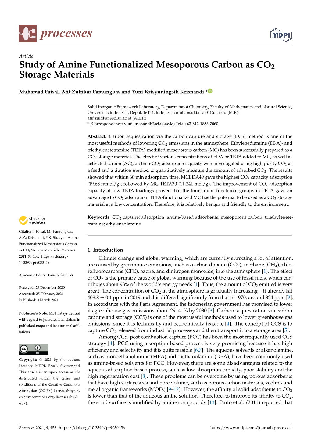 Study of Amine Functionalized Mesoporous Carbon As CO2 Storage Materials