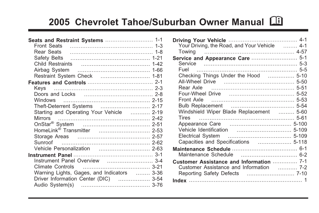 2005 Chevrolet Tahoe/Suburban Owner Manual M