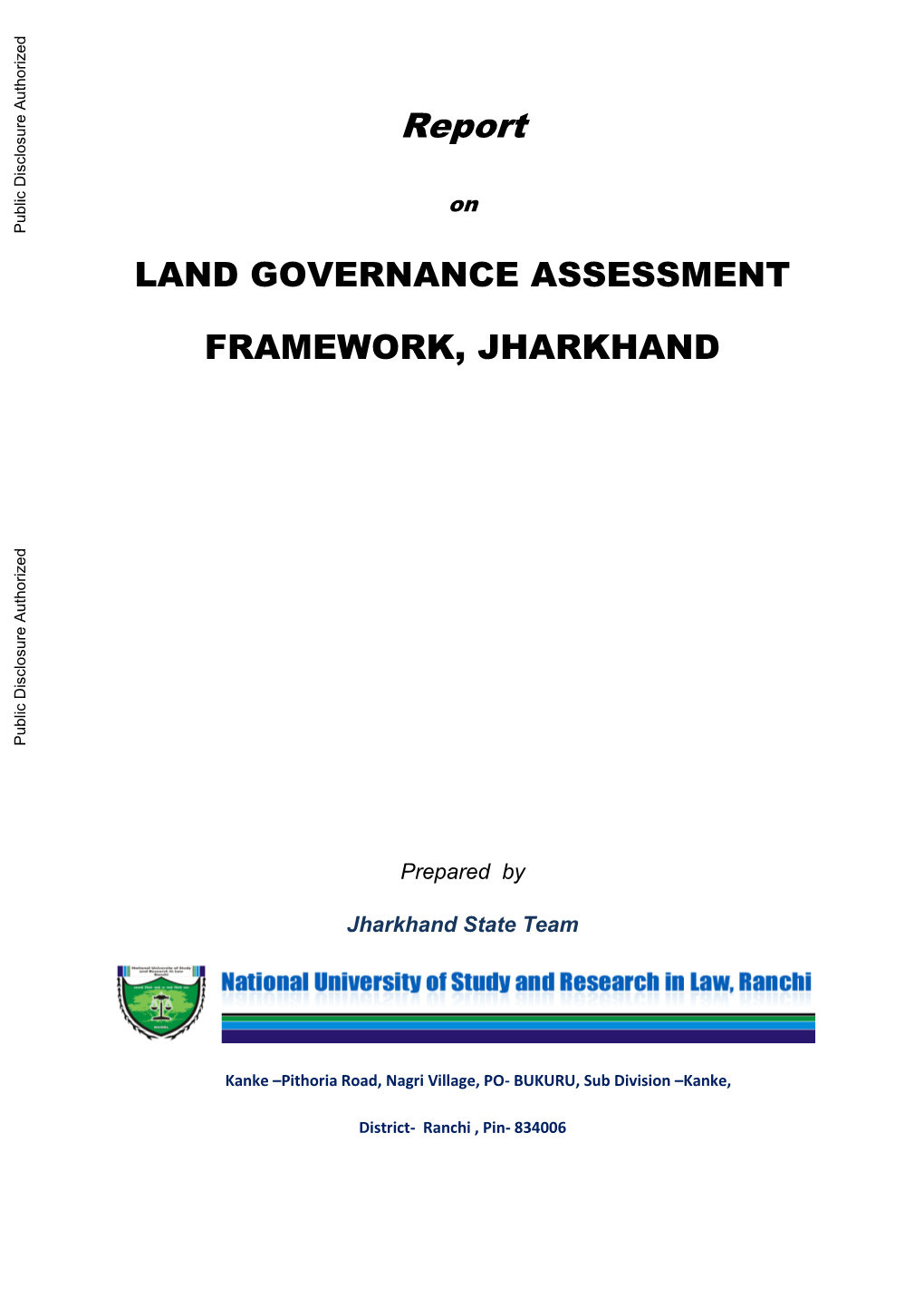 Jharkhand State Team Public Disclosure Authorized