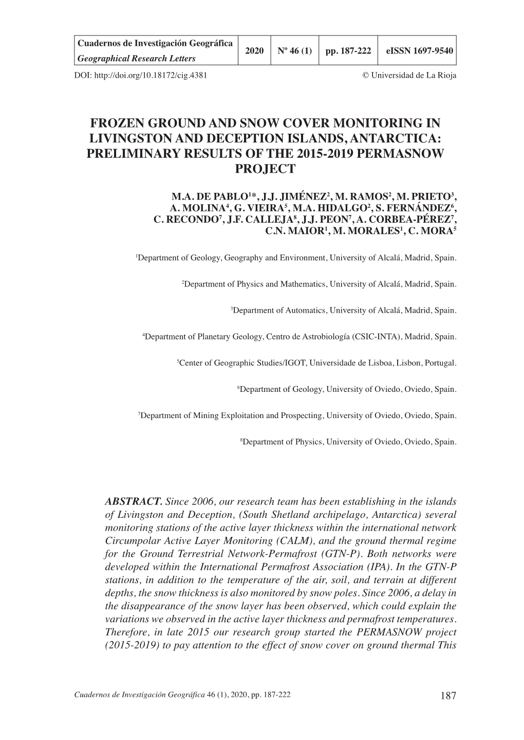 Cuadernos De Investigación Geográfica = Geographical Research Letters V. 46 (1, 2020)