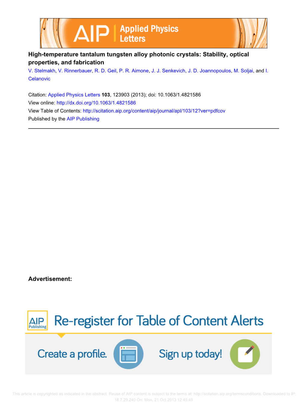 High-Temperature Tantalum Tungsten Alloy Photonic Crystals: Stability, Optical Properties, and Fabrication Advertisement