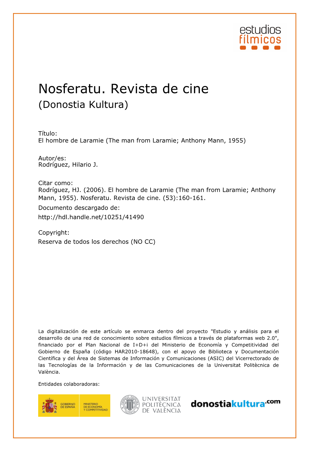 Nosferatu. Revista De Cine (Donostia Kultura)