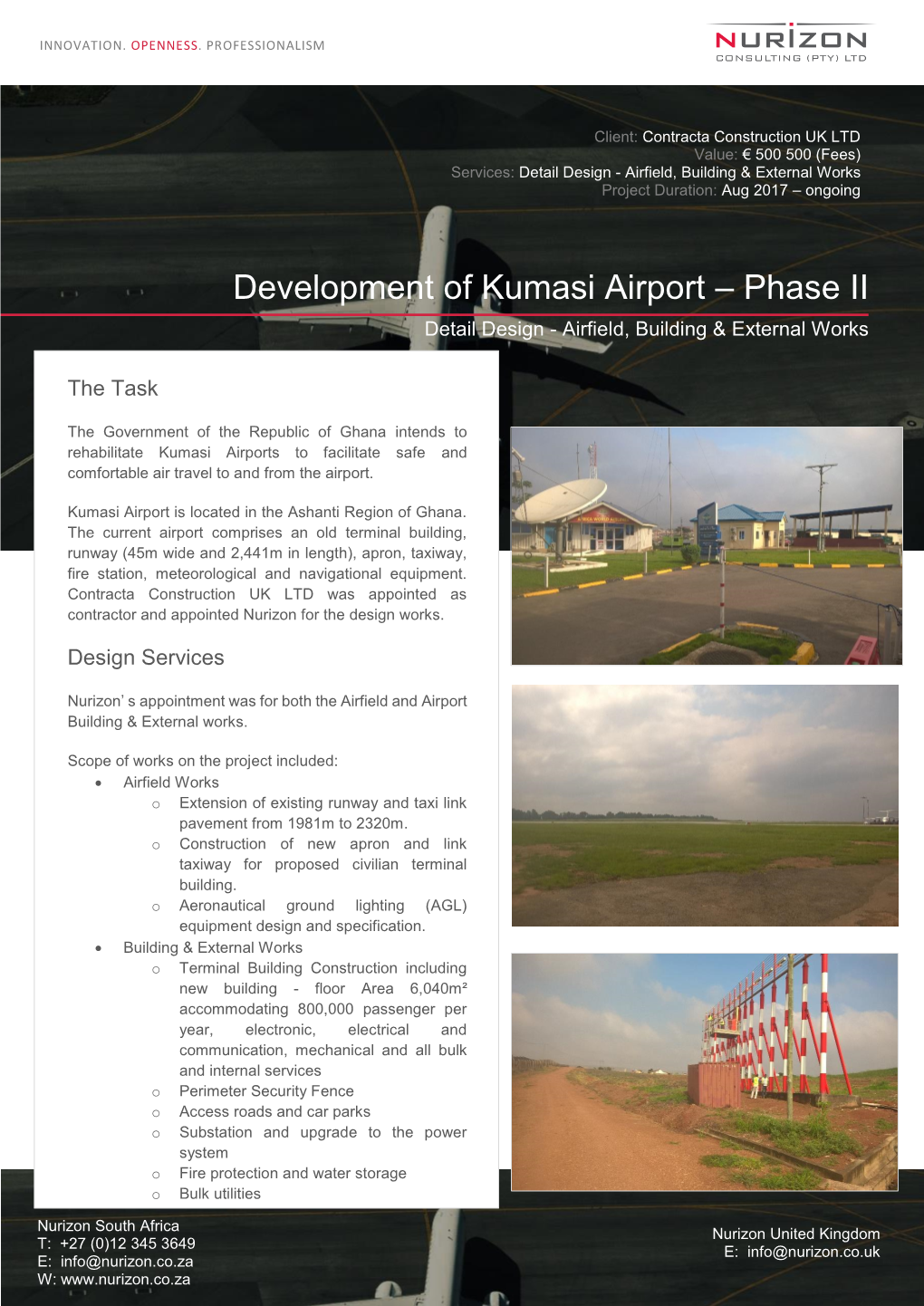 Development of Kumasi Airport – Phase II Detail Design - Airfield, Building & External Works