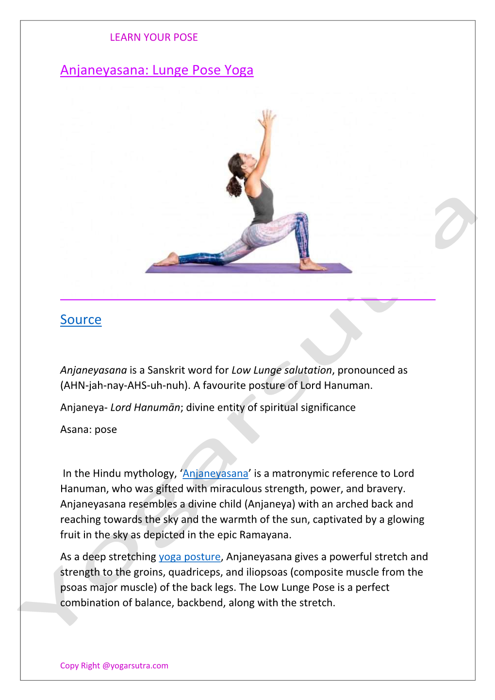 Anjaneyasana: Lunge Pose Yoga