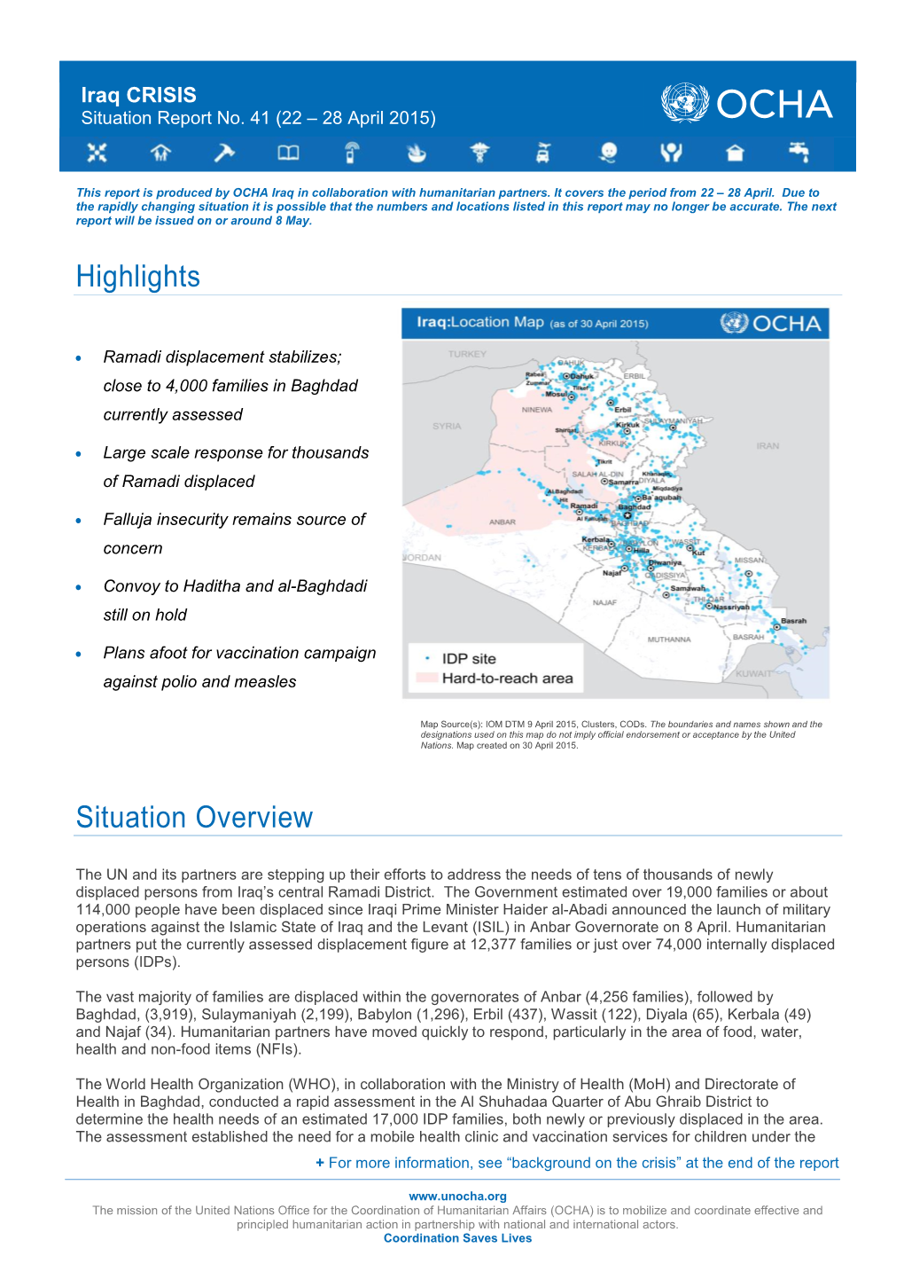 Iraq Crisis Situation Report No. 41