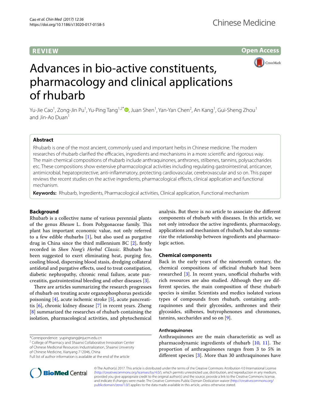 Advances in Bio-Active Constituents, Pharmacology and Clinical