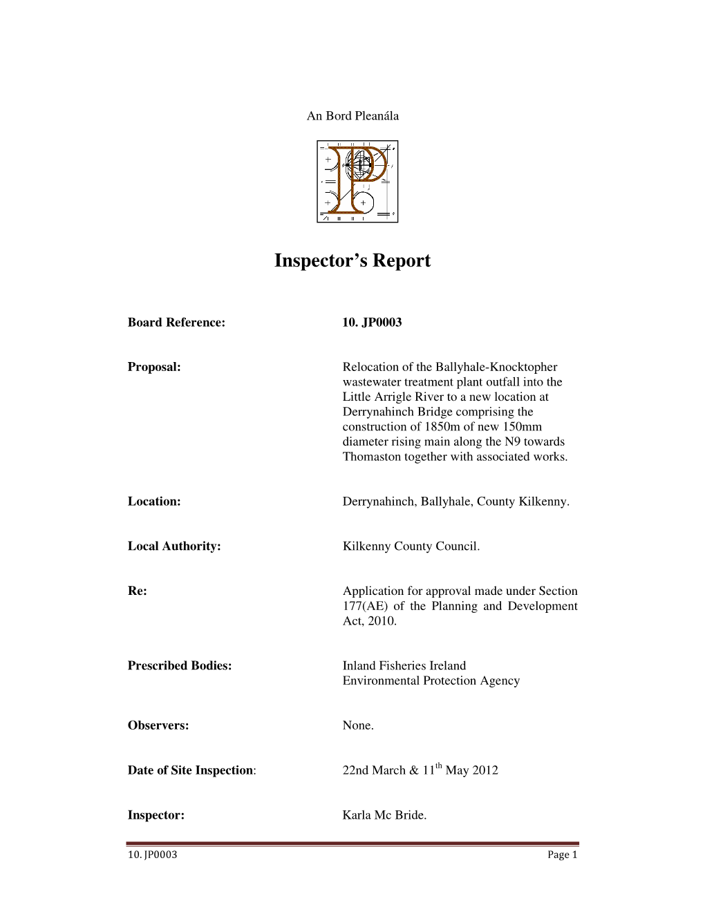 Inspector's Report