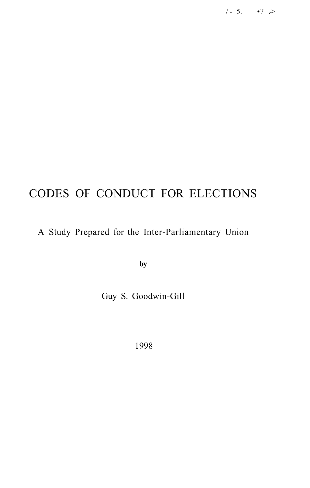 Codes of Conduct for Elections