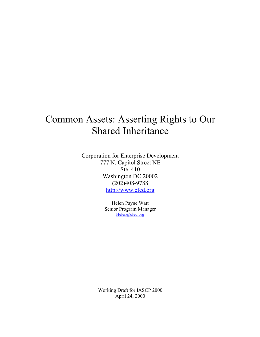 Common Assets: Asserting Rights to Our Shared Inheritance