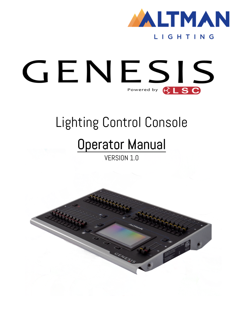 Lighting Control Console Operator Manual