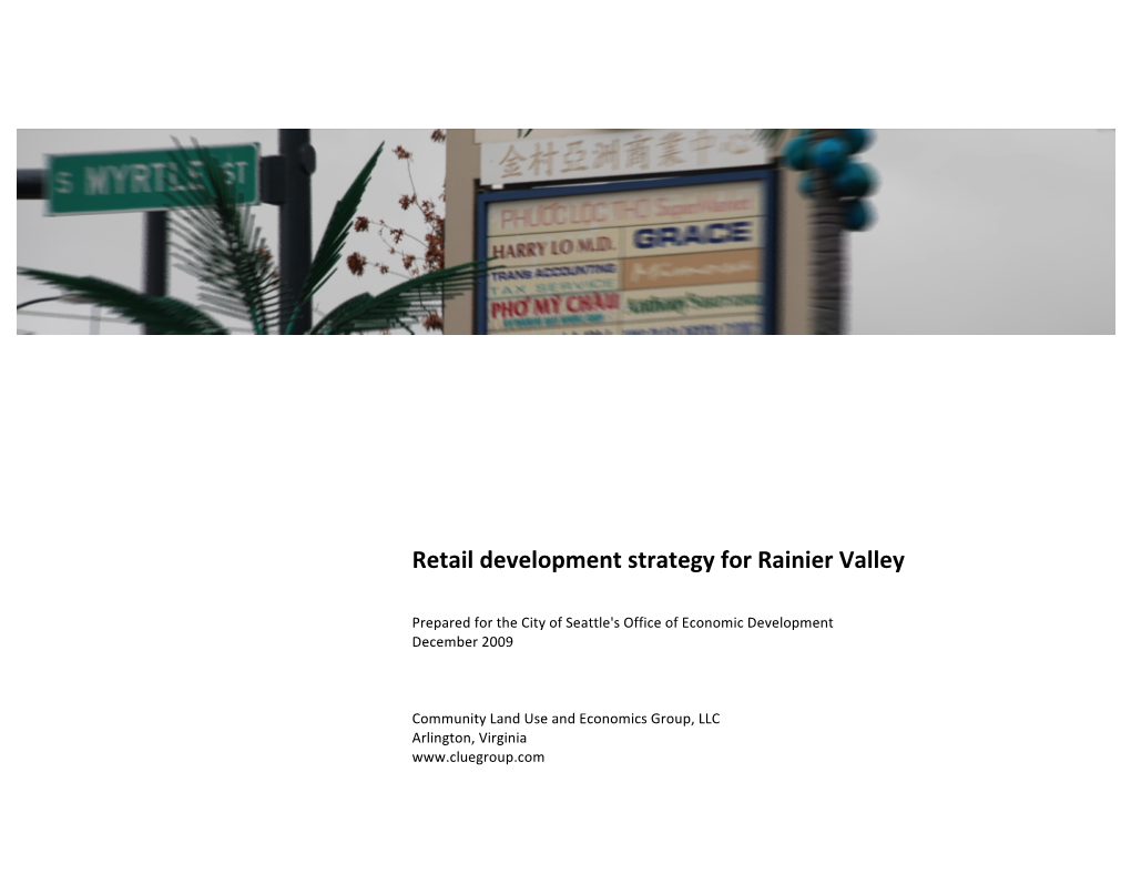 Retail Development Strategy for Rainier Valley