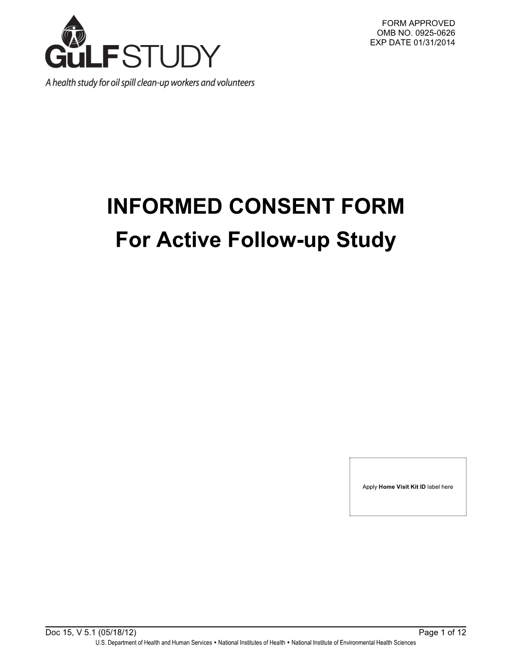 Gulf STUDY Informed Consent Form Booklet