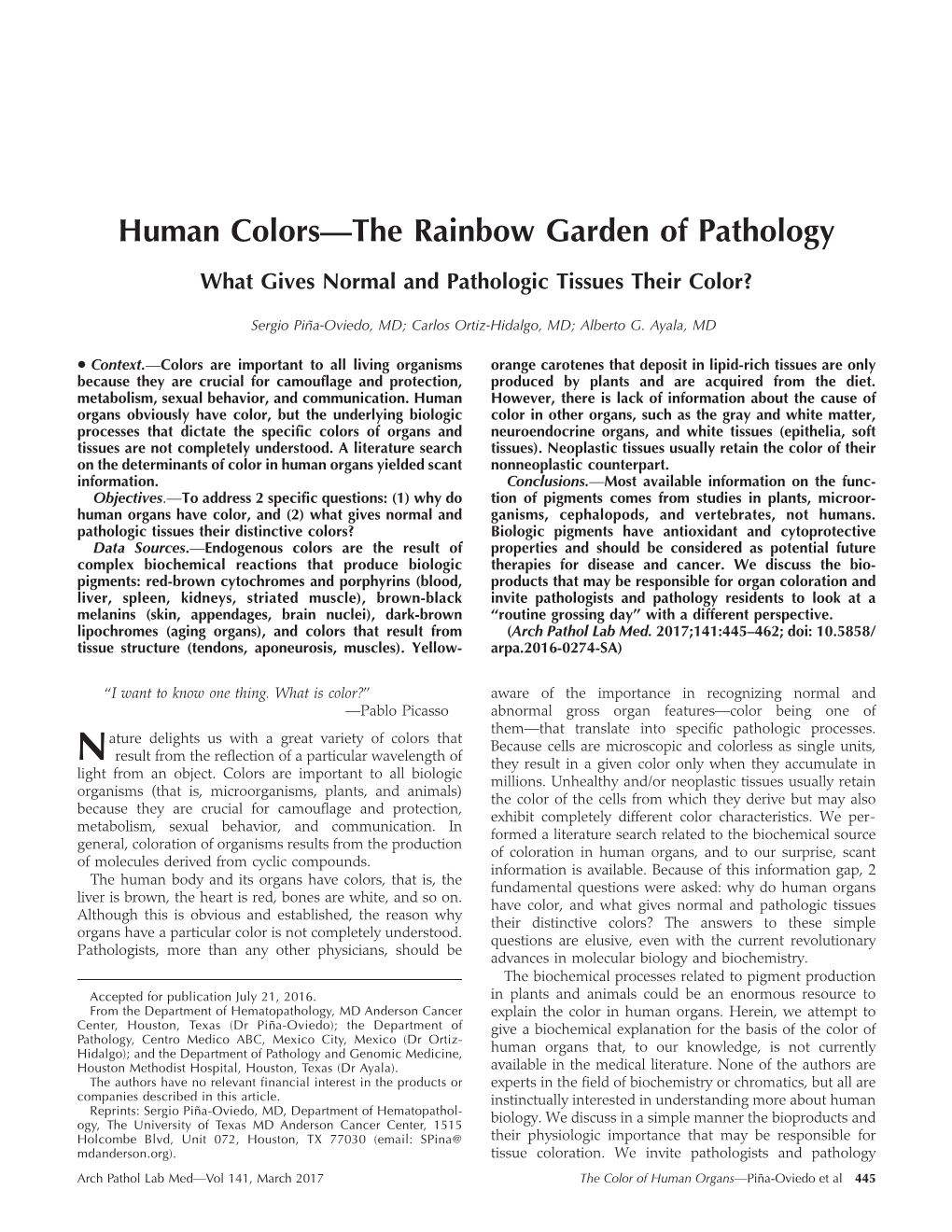 Human Colors—The Rainbow Garden of Pathology
