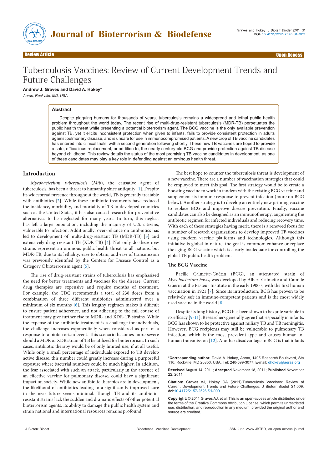 Tuberculosis Vaccines: Review of Current Development Trends and Future Challenges Andrew J