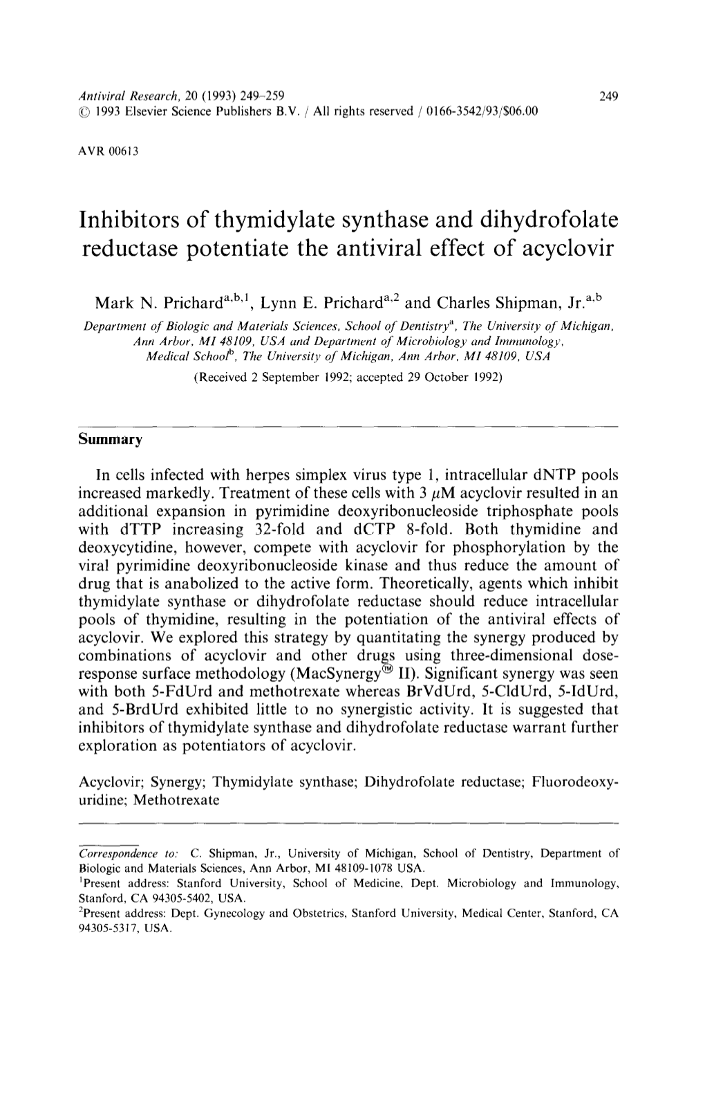 Inhibitors of Thymidylate Synthase and Dihydrofolate Reductase Potentiate the Antiviral Effect of Acyclovir