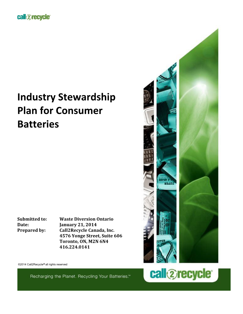 Industry Stewardship Plan for Consumer Batteries