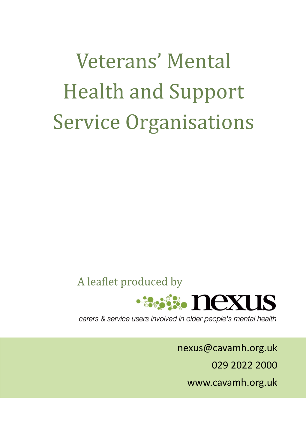 Veteranss Mental Health and Support Service Organisations