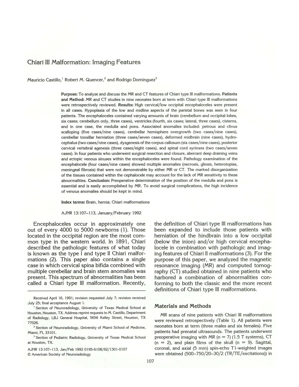 Chiari III Malformation: Imaging Features