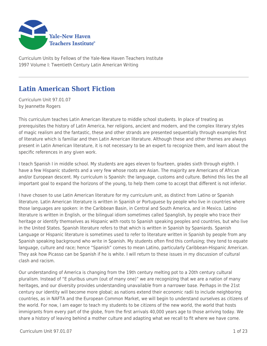 Latin American Short Fiction