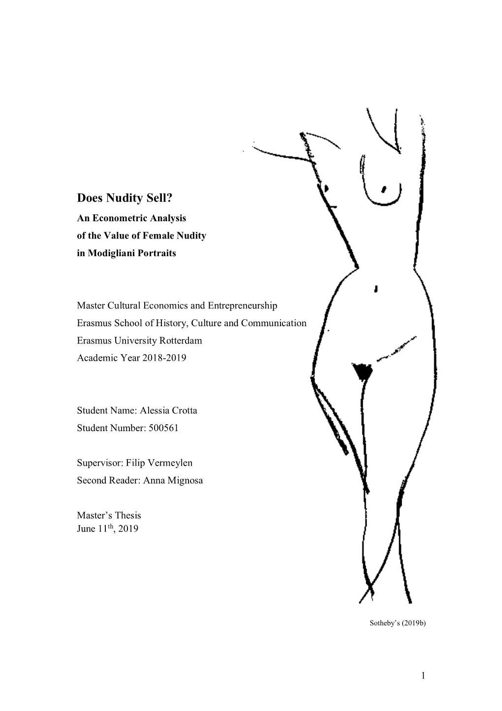 Does Nudity Sell? an Econometric Analysis of the Value of Female Nudity in Modigliani Portraits