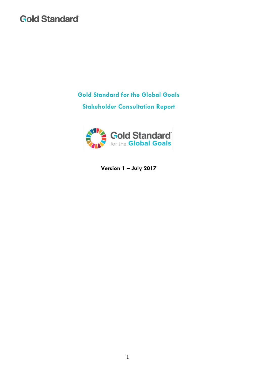 Gold Standard for the Global Goals Stakeholder Consultation Report
