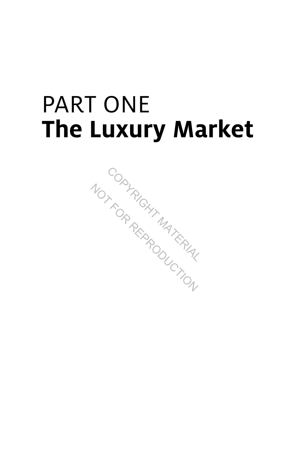 Part One the Luxury Market