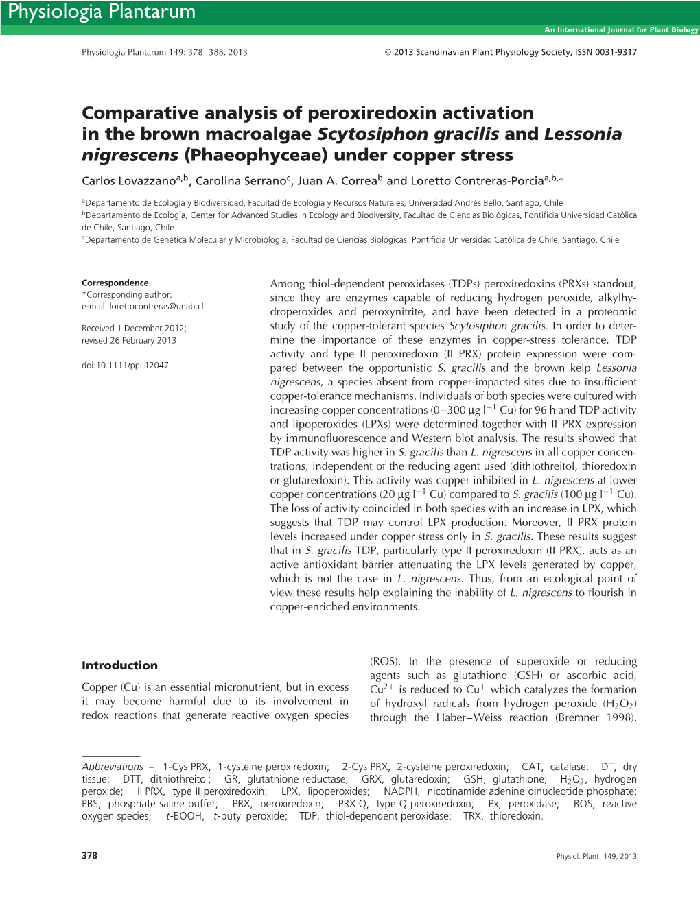 Comparative Analysis of Peroxiredoxin Activation in the Brown Macroalgae