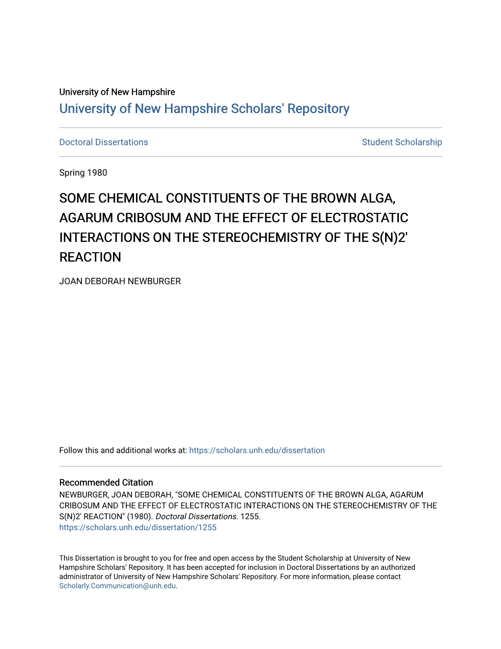 Some Chemical Constituents of the Brown Alga, Agarum Cribosum and the Effect of Electrostatic Interactions on the Stereochemistry of the S(N)2' Reaction