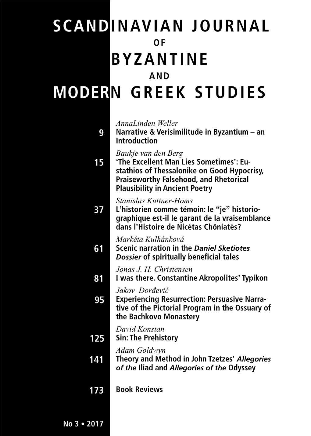 Byzantine and Modern Greek Studies 3 • 2017 Byzantine and Modern Greek Studies