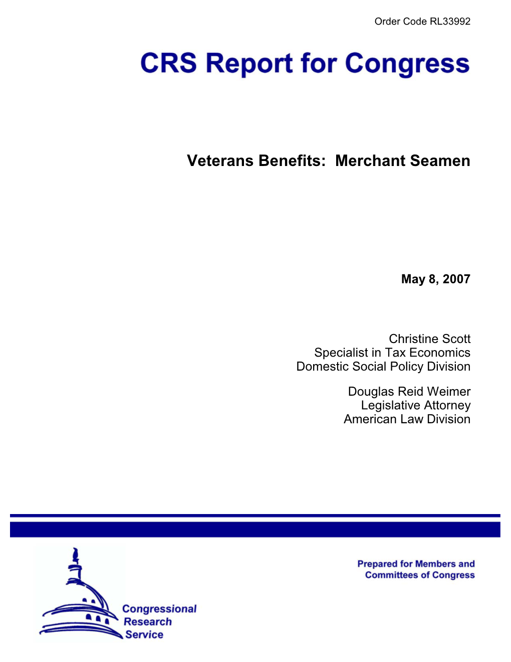 Veterans Benefits: Merchant Seamen