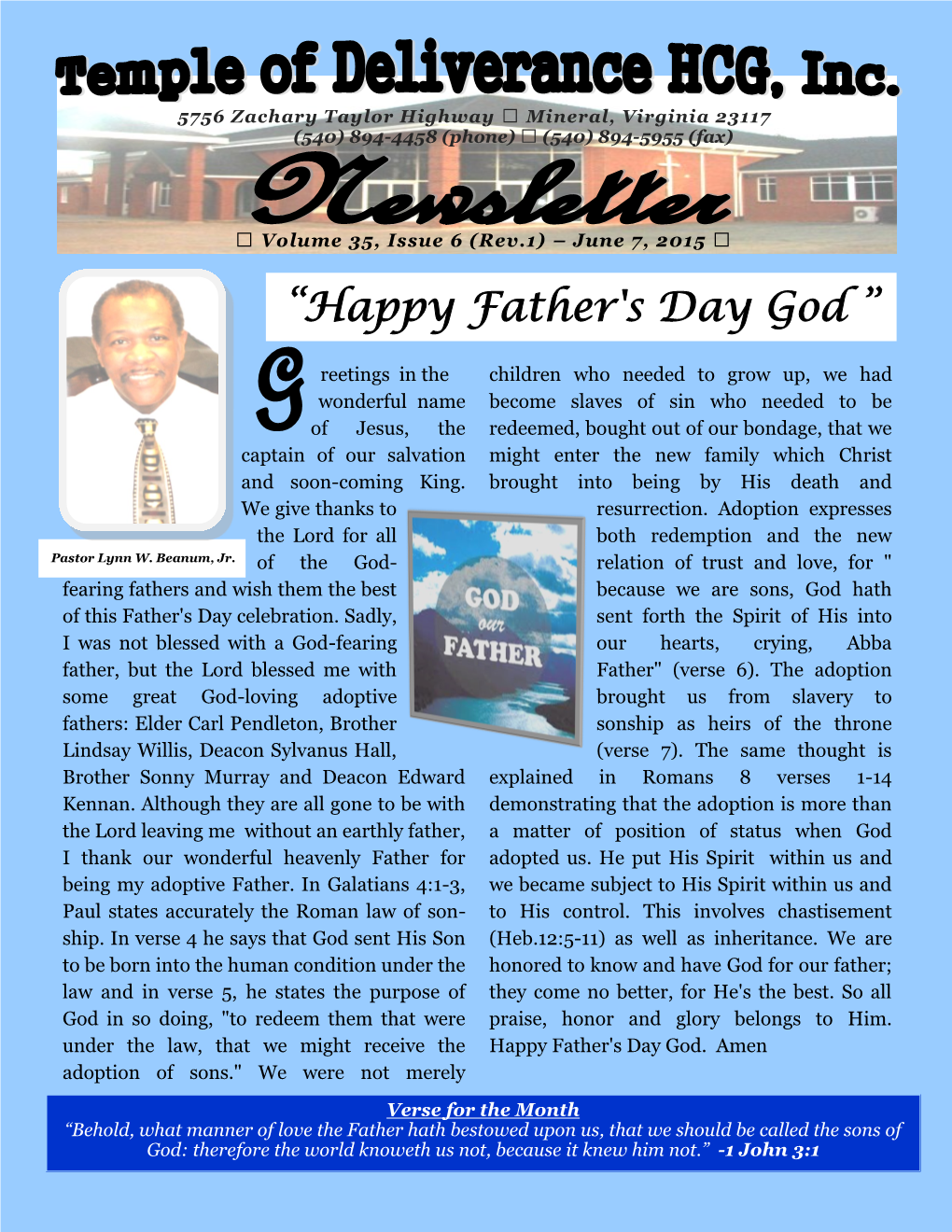 “Happy Father's Day God ”