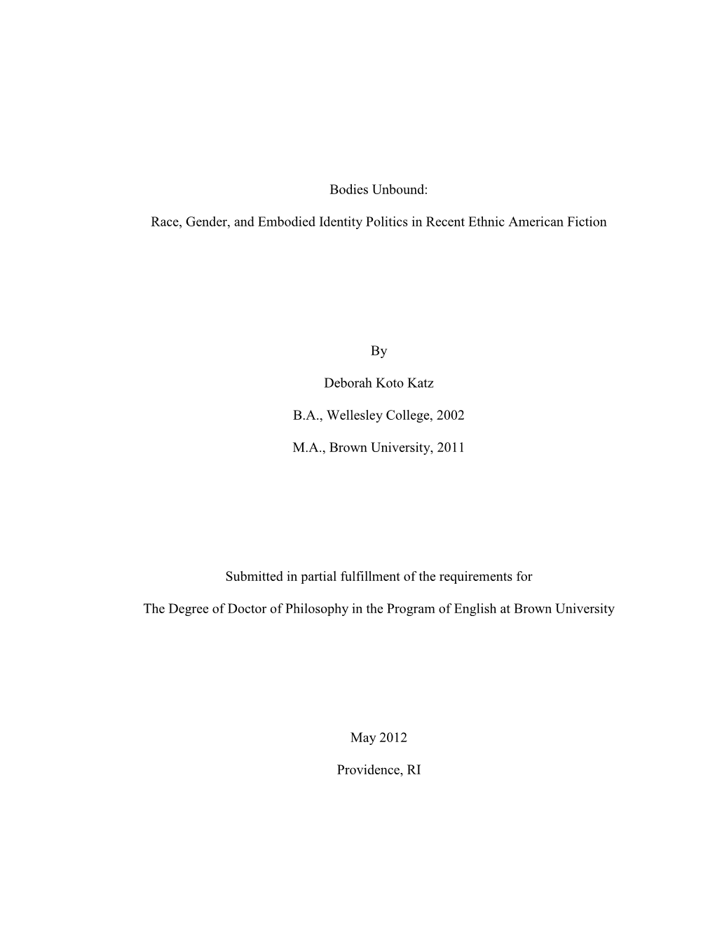 Race, Gender, and Embodied Identity Politics in Recent Ethnic American Fiction