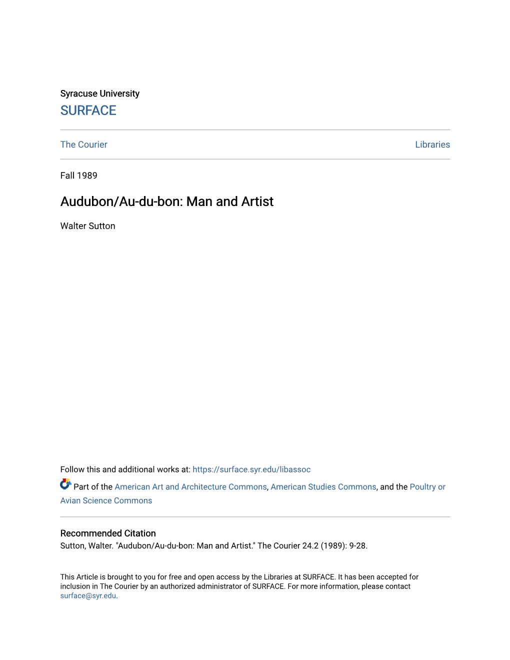 Audubon/Au-Du-Bon: Man and Artist