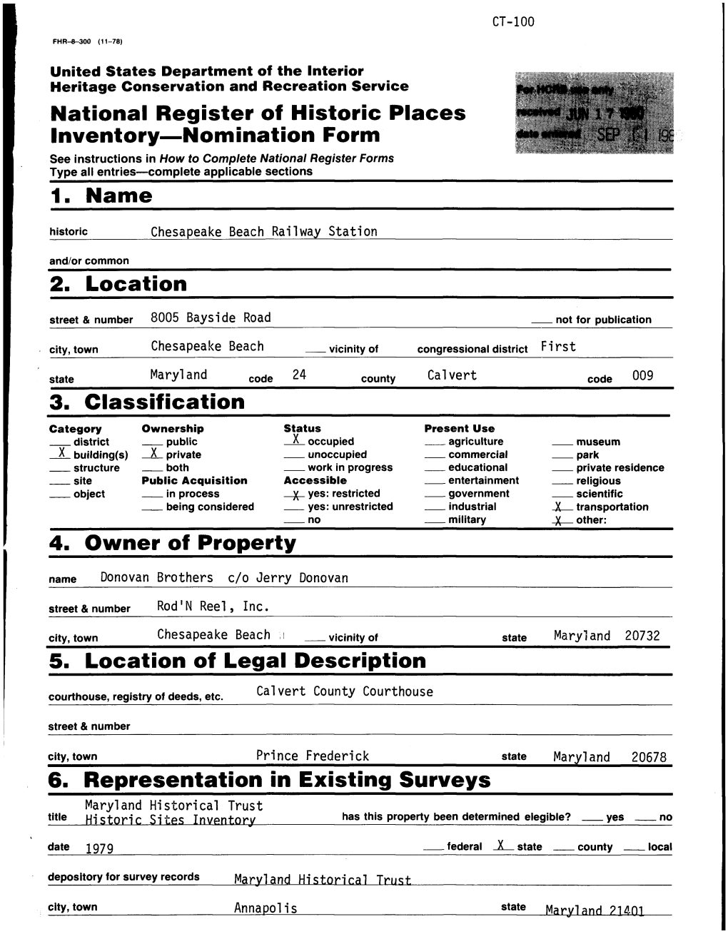 National Register of Historic Places Inventory Nomination Form 1