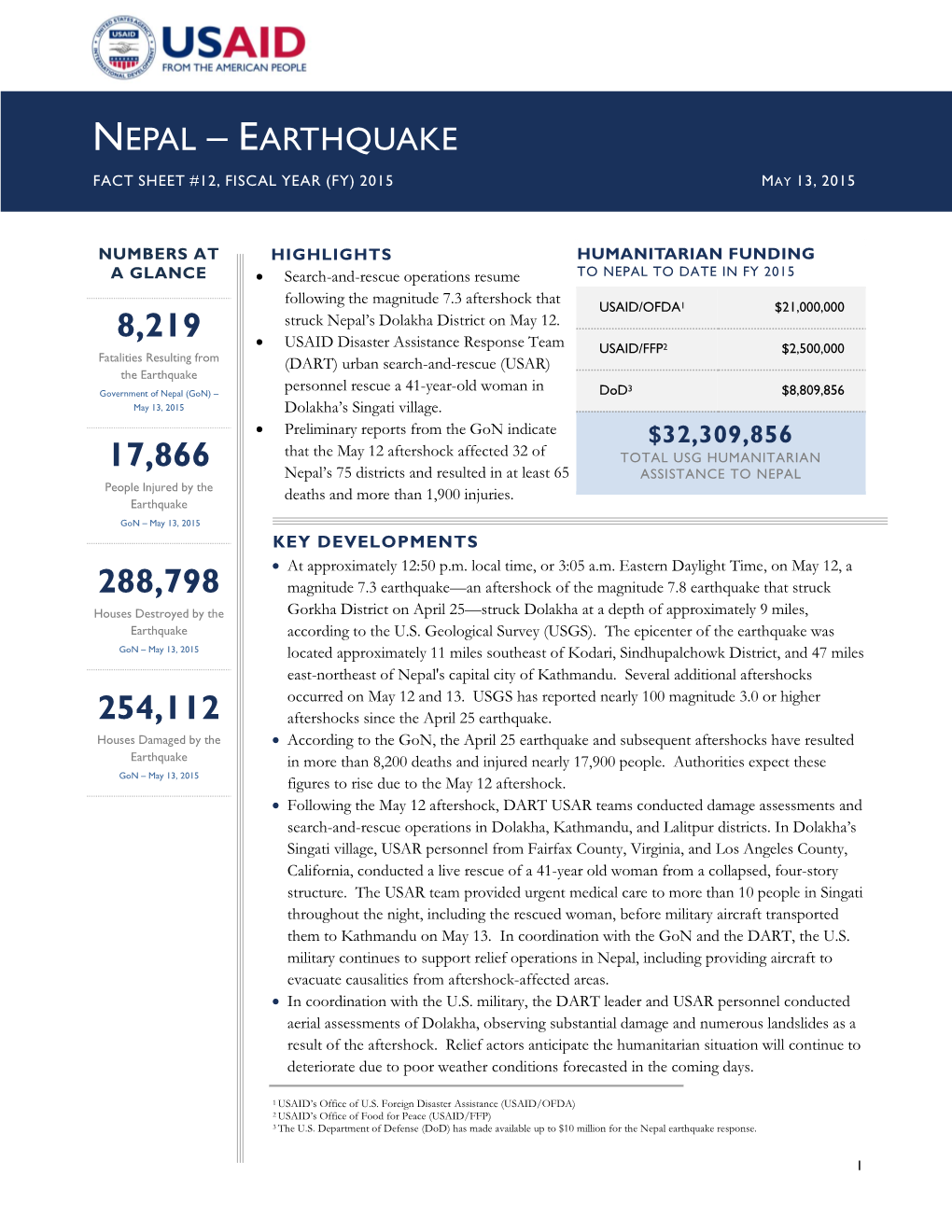 Nepal Earthquake Fact Sheet