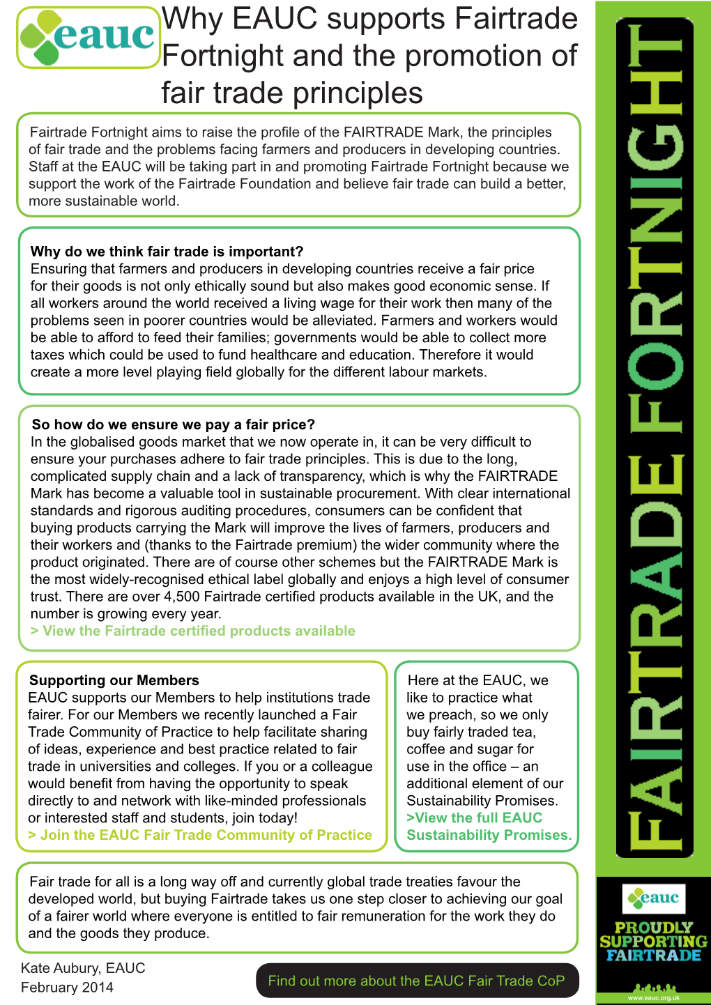 Why EAUC Supports Fairtrade Fortnight and the Promotion of Fair Trade Principles