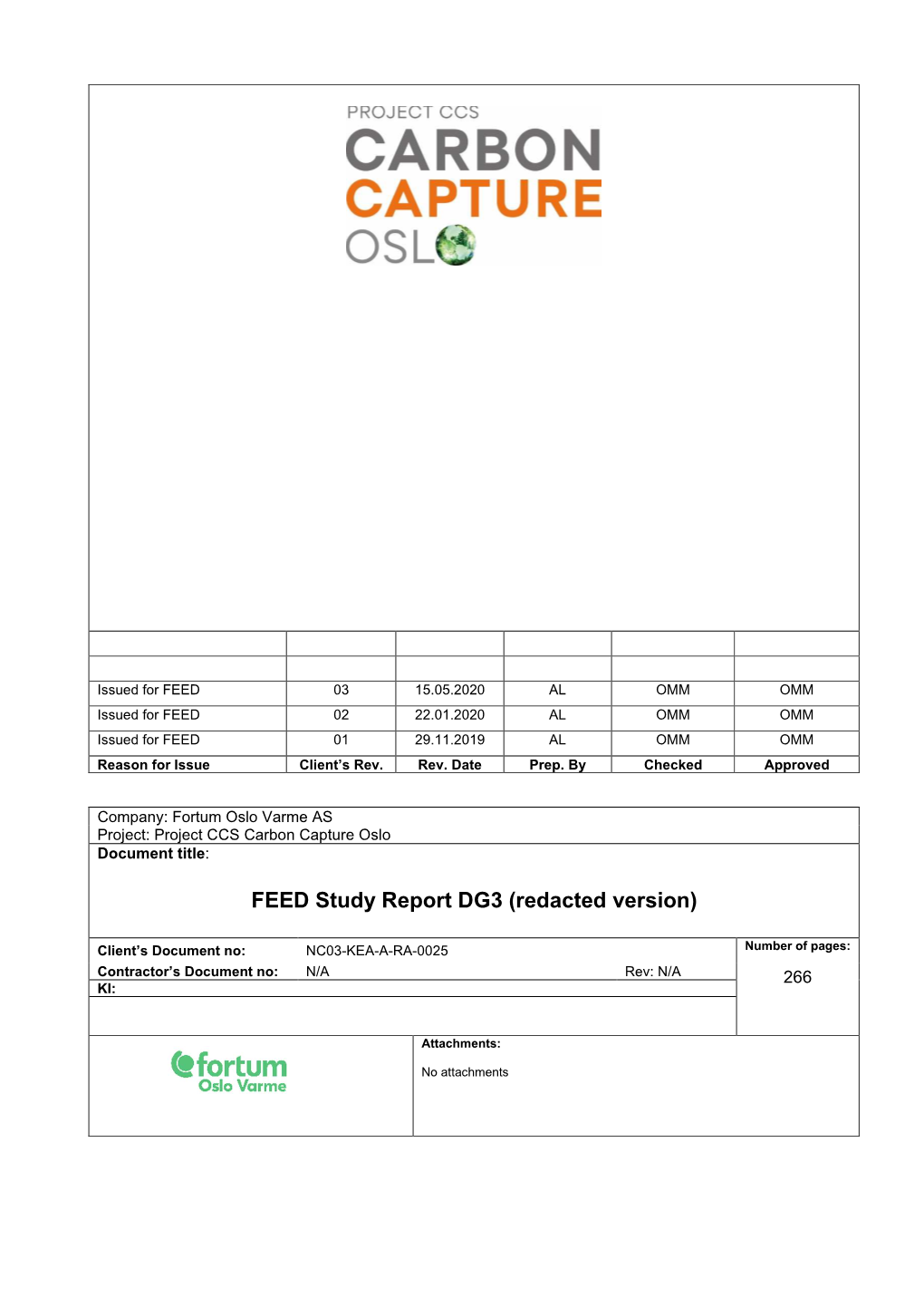 FEED Study Report DG3 (Redacted Version)