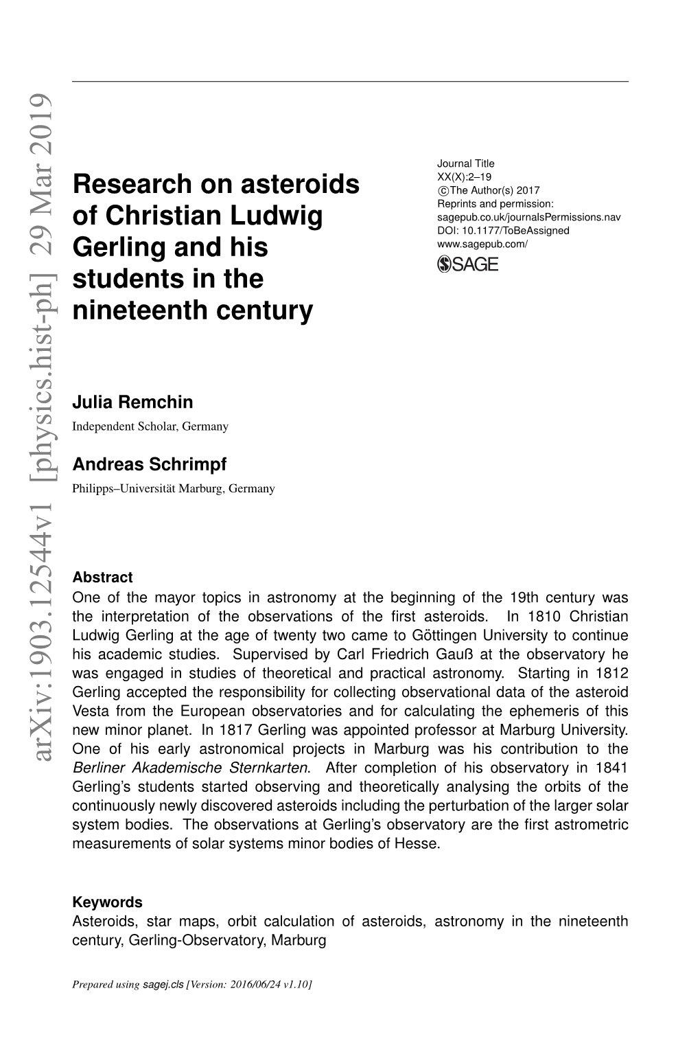 Research on Asteroids of Christian Ludwig Gerling and His Students In