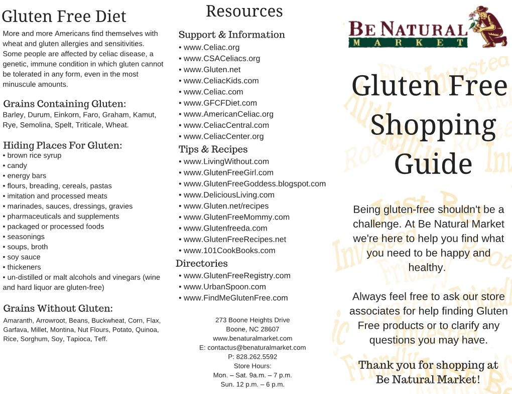 Gluten Free Shopping Guide