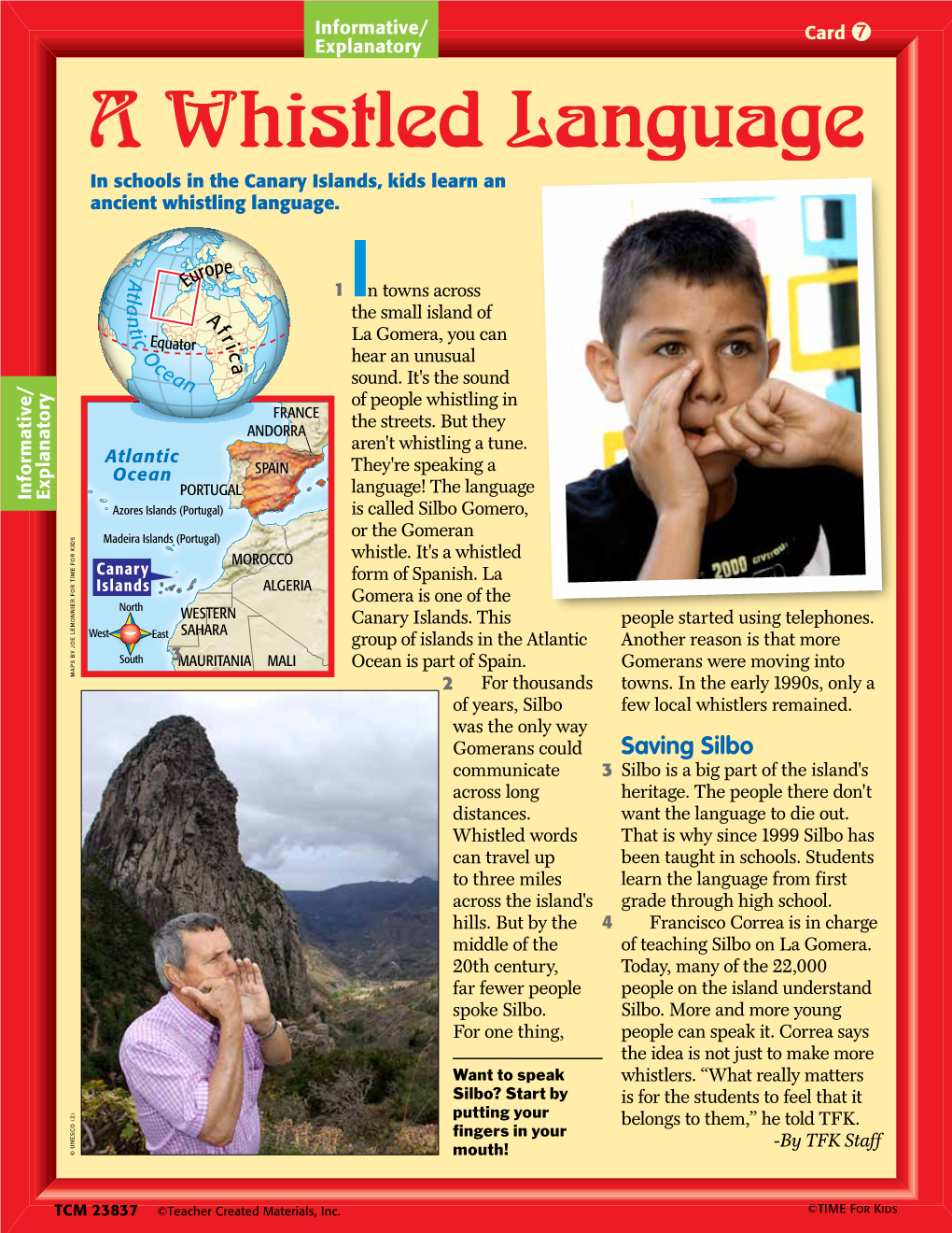 A Whistled Language in Schools in the Canary Islands, Kids Learn an Ancient Whistling Language