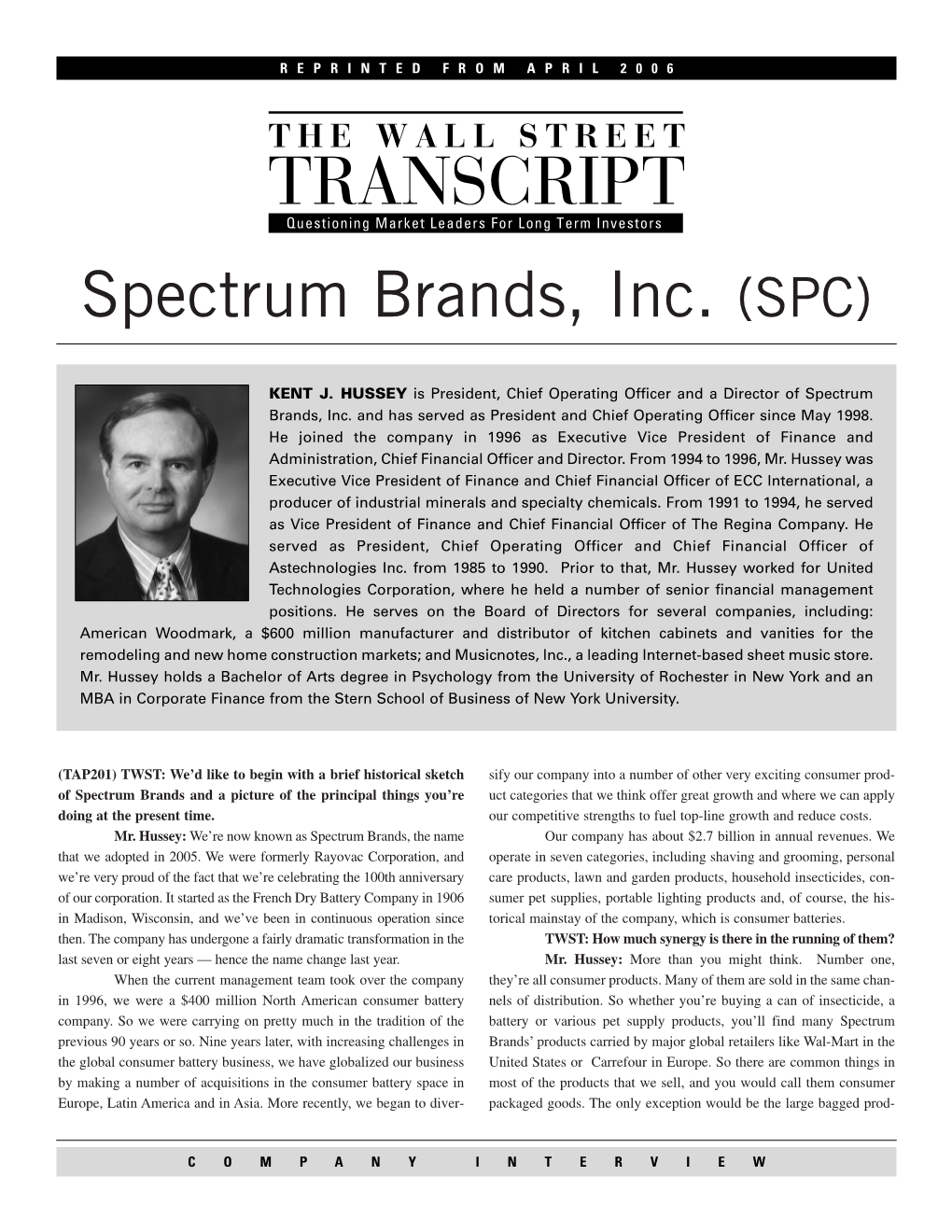 Spectrum Brands, Inc. (SPC)