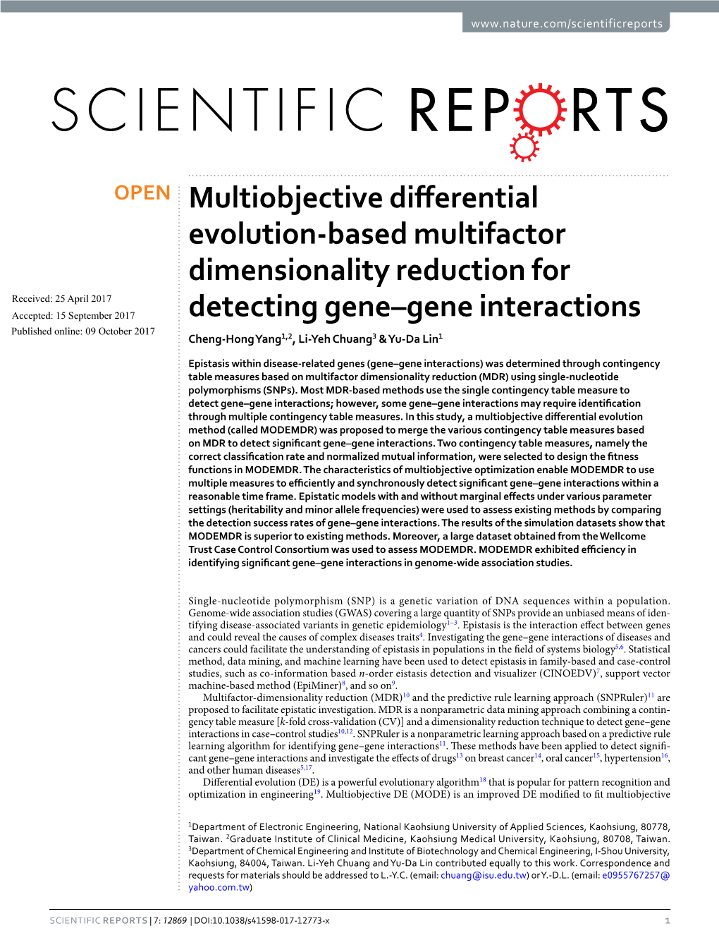 Multiobjective Differential Evolution-Based Multifactor