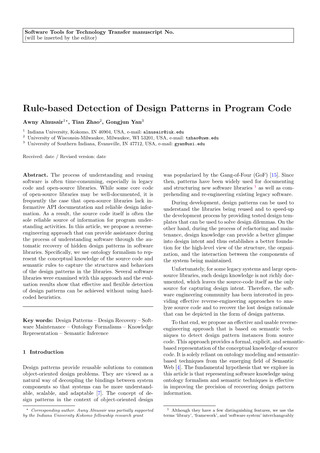 Rule-Based Detection of Design Patterns in Program Code