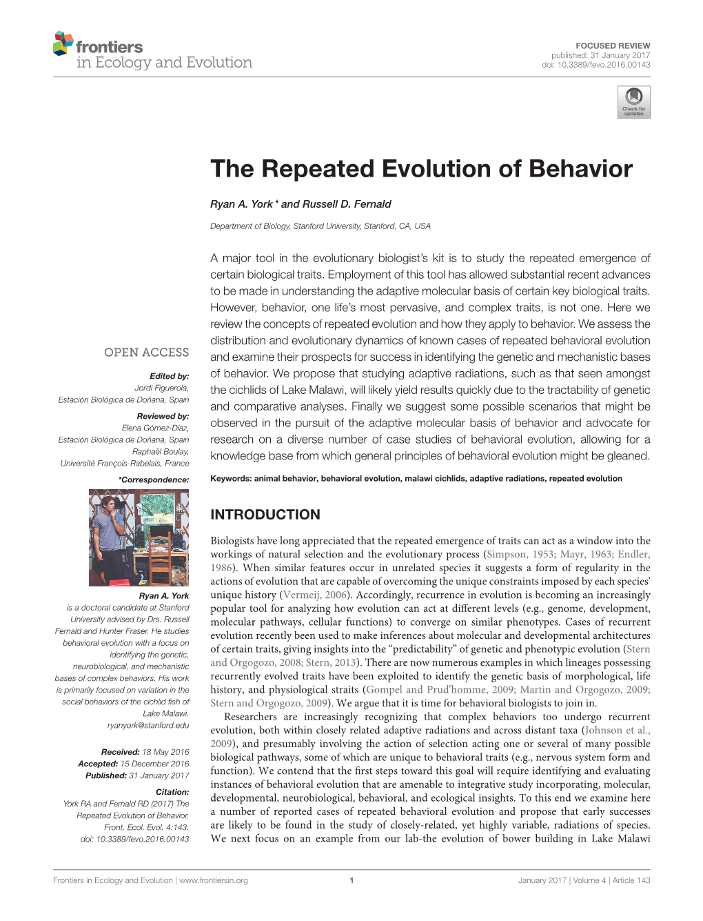 The Repeated Evolution of Behavior