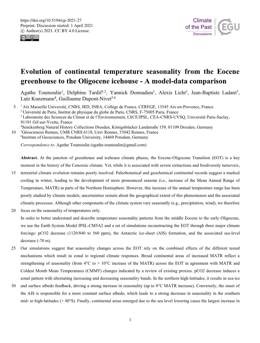 Evolution of Continental Temperature Seasonality from the Eocene