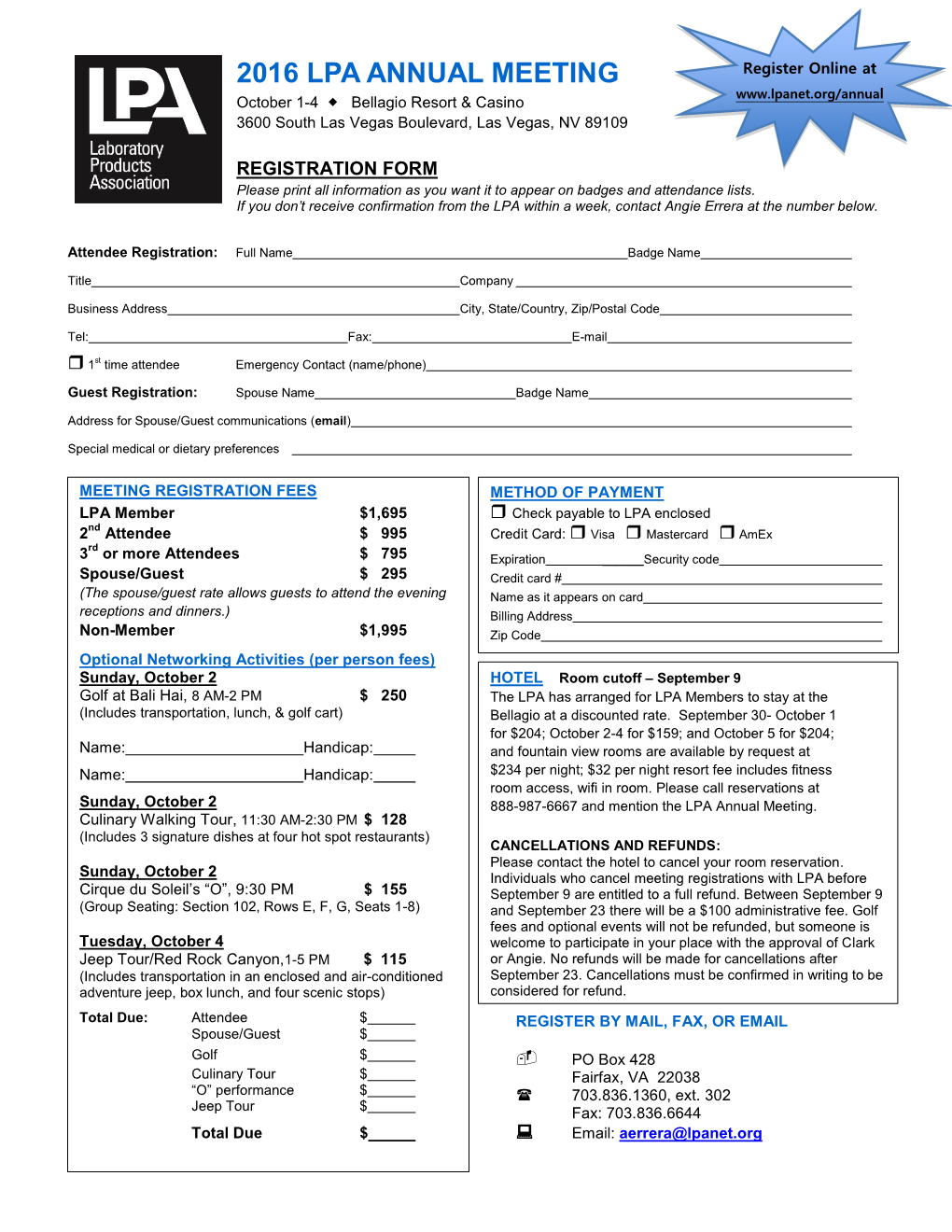 REGISTRATION FORM Please Print All Information As You Want It to Appear on Badges and Attendance Lists